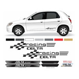 Kit Adesivos Soleira +faixas Laterais Chevrolet Celta Racing