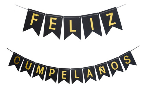 Banderin Feliz Cumpleaños Glitter Con Stamping Cotillon