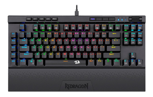 Teclado Gamer Redragon Magic Wand Pro K587-pro Qwerty Redragon Opto-mecánico Red Español Latinoamérica Color Negro Con Luz Rgb