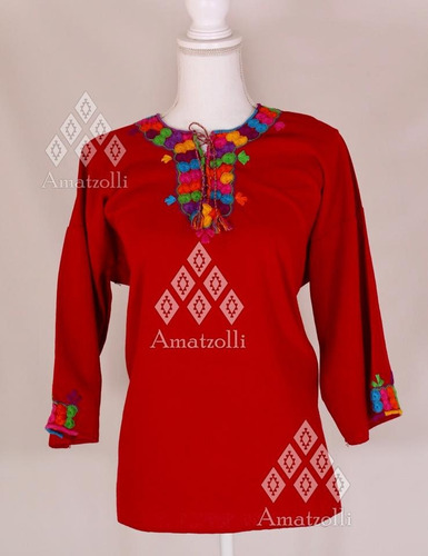 Blusa Artesanal Mexicana Manta Bordada Mod Monedita