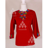 Blusa Artesanal Mexicana Manta Bordada Mod Monedita