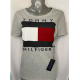 Playera Tommy Hilfiger De Mujer Talla M  Color Gris Original