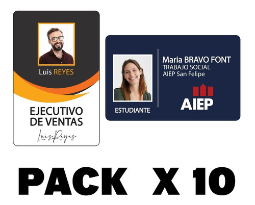 Credencial Pvc Personalizado A1 Trabajos Estudiantes Pack 10