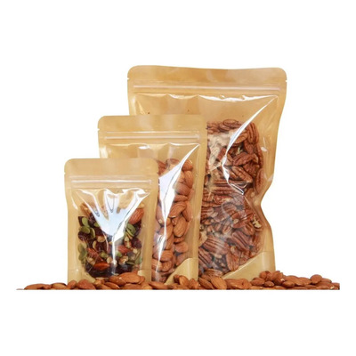 Tiri 100 Bolsas Stand Up Pouch Kraft Frente Transparente