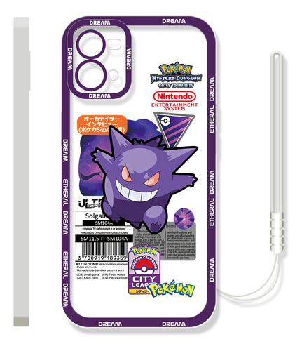 Funda De Tpu Diseño De Pokemon Gengar Para Oppo + Correa