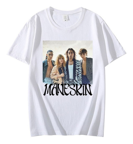 Maneskin T Shirt Playeras De Algodón Negro Oversize Casual