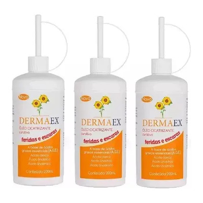 Kit C\u002F3 Óleos De Girassol Cicatrizante P\u002Fferidas E Escaras 200mL Dermaex Nutriex | MercadoLivre