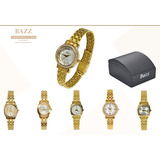 Relojes Mujer Dorado Originales Resistentes Al Agua Bazz