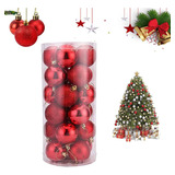 24 Bolas De Navidad Bolas De Decoración Navideña  Rojo 4cm