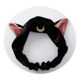 Linda Gato Usagi Moon Cosméticos Diadema De Ducha (negro)