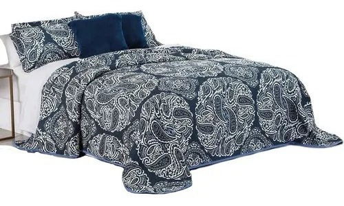 Colcha Jacquard Fiorela Matrimonial Poliester Azul Concord