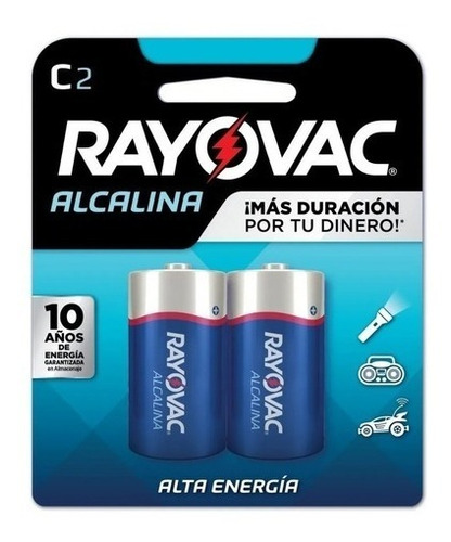 Pilas Alcalinas C Rayovac Pack 2 Pilas De Alta Energia