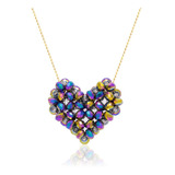 Collares Cadena Chapa Oro Mujer Corazon Cristales Linda Joya