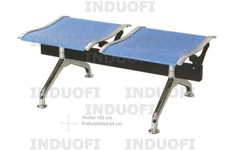 Tandem Butaco Silla Sala Espera 2 Puestos Metal Azul Cromo