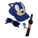 Reloginho Personalizado Do Sonic Com Boné E Oculos 