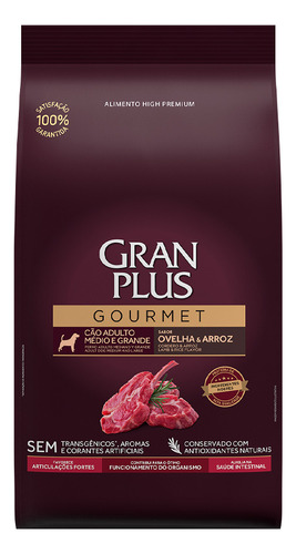 Ração Granplus Gourmet Cão Adulto Médio Ovelha E Arroz 3kg