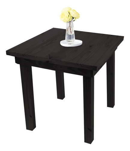 Mesa Comedor Bar Moderna Madera 70x70 Maciza Pata Recta Sajo Tapa Negro Patas Negro