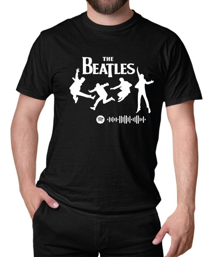 Polera Estampada The Beatles + Link Qr De Música De Spotify