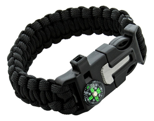 Pulsera Supervivencia Pedernal Brújula Silbato Paracord 5en1