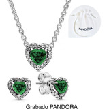 Collar Y Aretes Cor Rel V Compatible Pandora,plata+bolsa