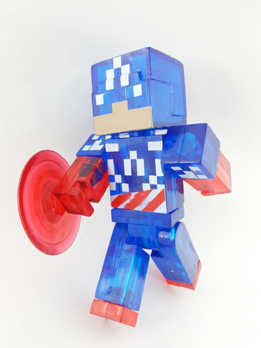 Figura Juguete Muñeco Minecraft Capitan America Escudo 14cm