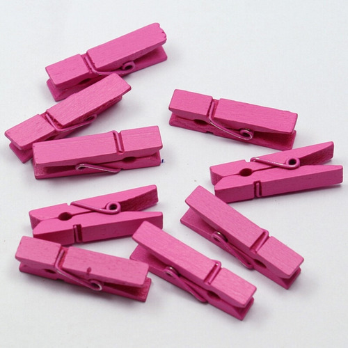 50 Mini Prendedores Pregador Lembrancinha Pink 2,5cm