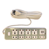 Alargador Zapatilla Eléctrica 9 Enchufes 2 Usb 5 M