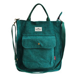 Bolso Mujer Gadnic Cartera Tote Bag Corderoy Color Verde