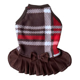 Roupas Cães-cachorro-lolô-fêmea-inverno Xadrez Marrom - Pet