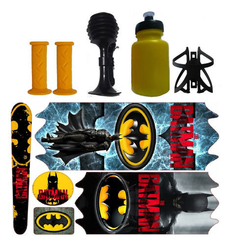 Kit Adesivo Bicicleta Infantil Buzina Manoplas Batman Aro 16