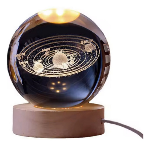 Lámpara De Noche De Bola De Cristal 3d Con Sistema Solar