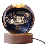 Lámpara De Noche De Bola De Cristal 3d Con Sistema Solar
