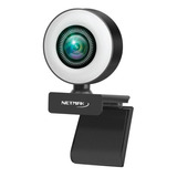Webcam Con Aro Led Netmak Fhd 1080p Microfono Usb Para Pc