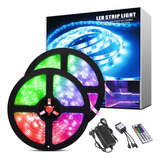 Kit X 10mts Completo Tira Luces Led Rgb 5050 Control Fuente 