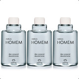 Kit 03 Refil Desodorante Corporal Natura Homem 100ml Cada