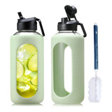 Botellas De Agua De Vidrio De 64 Oz 2 Tapas Botella De ...