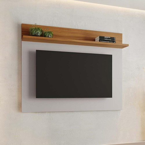 Painel Para Tv Até 50 Polegadas Sala Quarto Off White Marrom