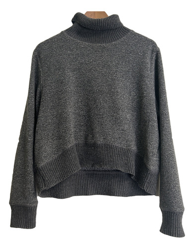 Sweater Invierno Zara Imp. Con Cuello Gris Ts Oportunidad 