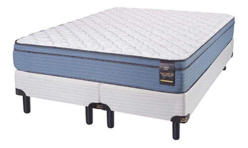 Sommier King Koil Caress 200x200 Cm + 2 Almohadas Color Azul Y Blanco