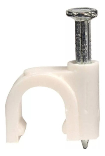 Grampa Sujeta Cable R5 Blanca X 100u Clavo Acero Zincado