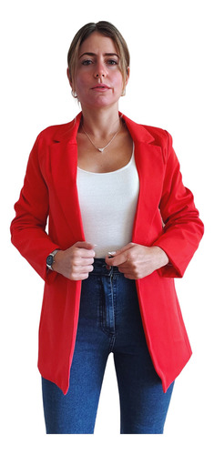 Saco Blazer Mujer Largo Entallado Forrado Dama Talles