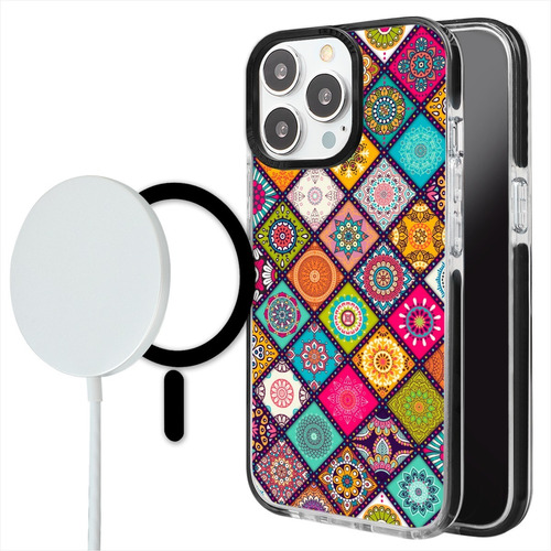 Funda Para iPhone Magsafe Uso Rudo Antigolpes Diseño Mandala