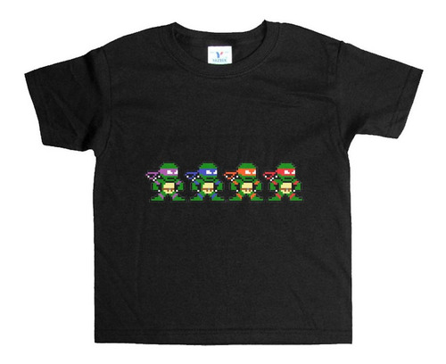 Remera Negra Adultos Pixel R7