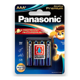 04 Pilhas Aaa Palito Alcalina Premium Panasonic 1 Cartela