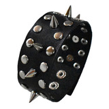 Brazalete Taches Punk Cuero Mujer