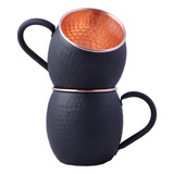 16 Oz Black Matte Moscow Mule Pure Copper Mug Cup For Dri...