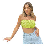 Top Faixa Cropped Feminino Tricot Modal S Bojo Verão Praia