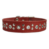 Collar De Perro Con Tachuelas De Cuero Genuino De 22.0 X 1.0