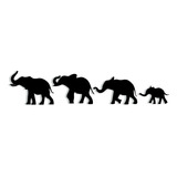 Familia Elefantes Madera Enchapada Pared 130x27 Cm Adhesiva
