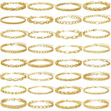 Brocc Juego De 32 Pulseras De Cadena De Oro Para Mujer, Puls